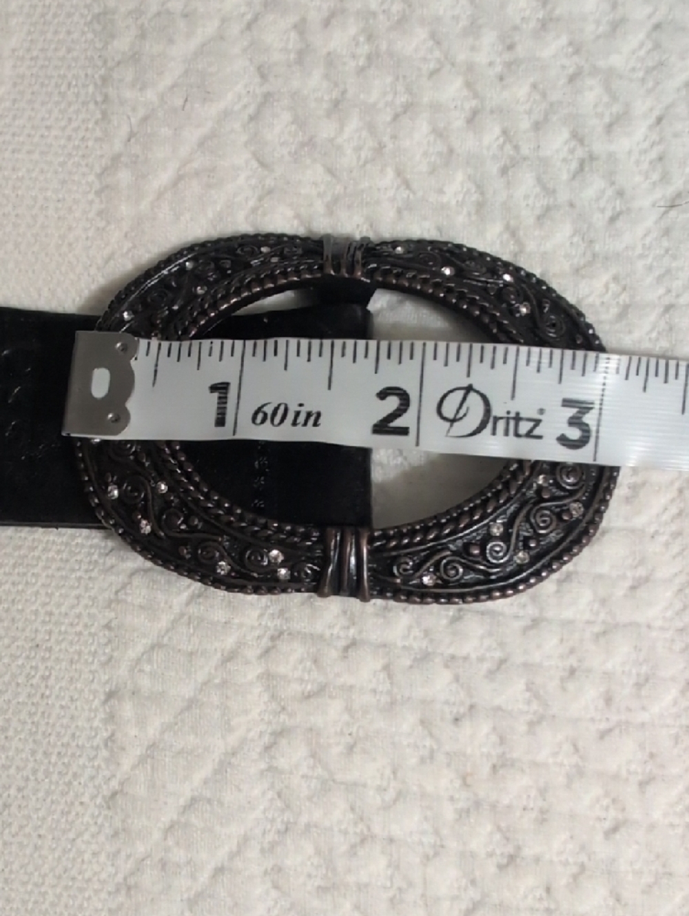 Fossil Black Leather Belt with Decorative Antique Silver Buckle - Picture 9 of 9
